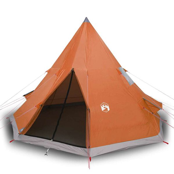vidaXL Campingtelt tipi 4 personer oransje vanntett