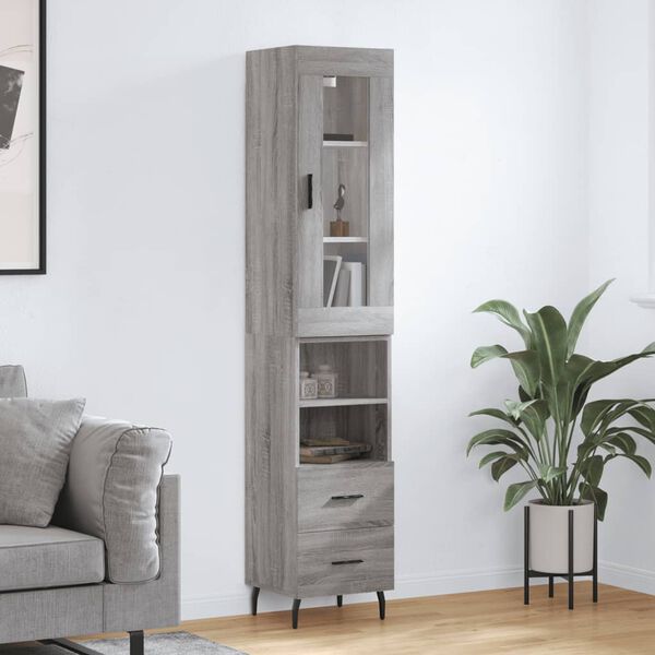 vidaXL Highboard gr&aring; sonoma 34,5x34x180 cm konstruert tre