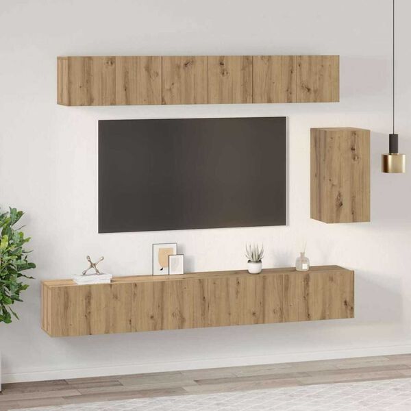 vidaXL TV-benksett 6 pcs artisan eik 100 x 30 x 30 cm Konstruert tre