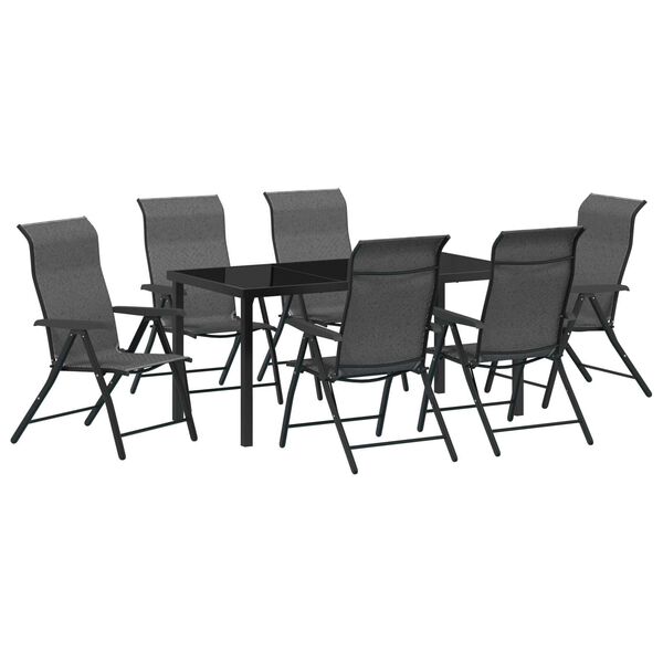 vidaXL Hage Spisegruppe 7 pcs Gr&aring; Poly rattan