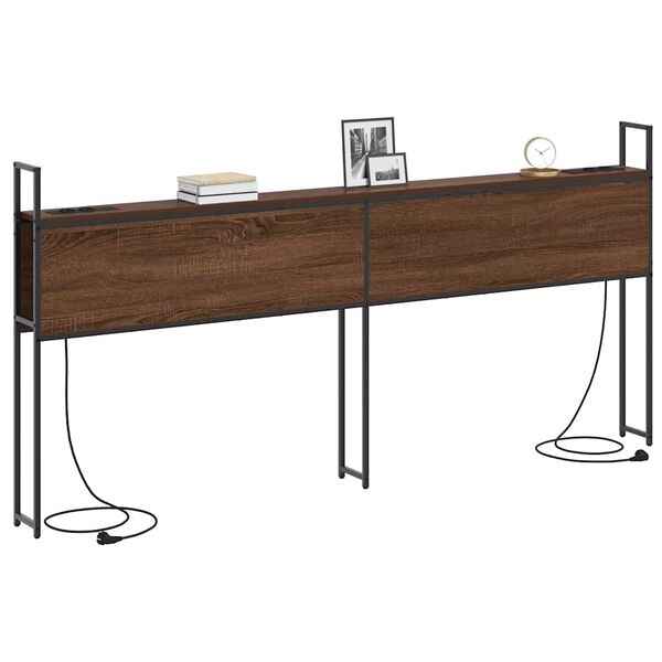 vidaXL Oppbevaringshodegjerde med Ladeplass brun eik 203 x 15 x 98 cm