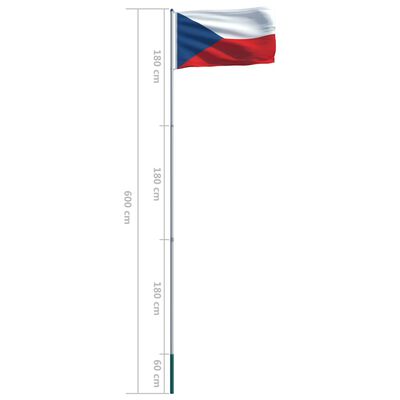 vidaXL Tsjekkisk flagg og stang aluminium 6 m
