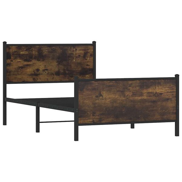 vidaXL Sengeramme i metall uten madrass r&oslash;kt eik 100x190 cm