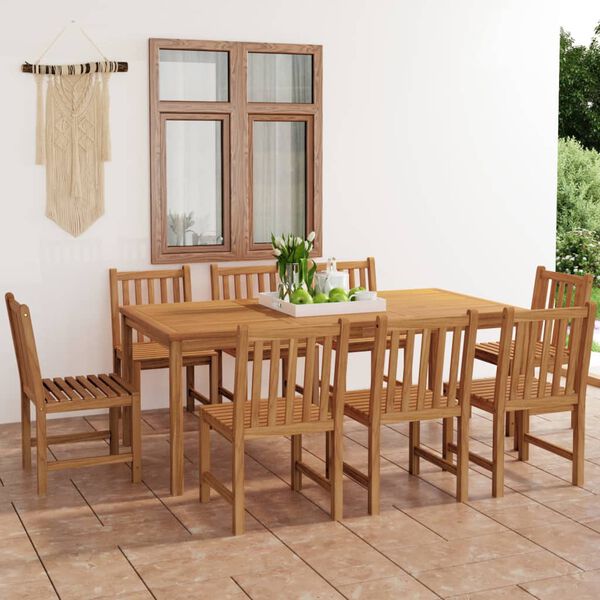 vidaXL 9-delers hagespisesett 200x100 cm heltre teak