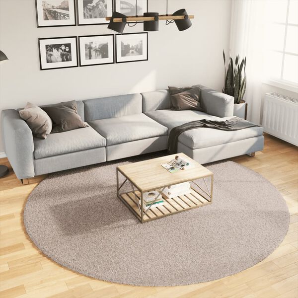 vidaXL Tykt teppe PAMPLONA h&oslash;y luv moderne beige &Oslash; 240 cm