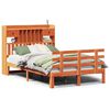 vidaXL Seng med bokhylle uten madrass voksbrun 120x190 cm heltre furu