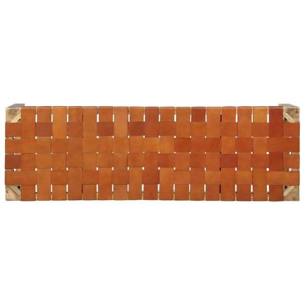 vidaXL Benk 110 cm brun ekte l&aelig;r og heltre mango