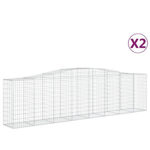 vidaXL Gabionkurver buede 2 stk 400x50x100/120 cm galvanisert jern