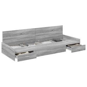 vidaXL Sengestamme med skuff Gr&aring; Sonoma 100 x 200 cm Konstruert tre