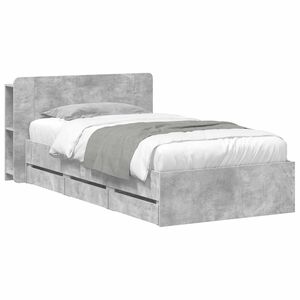 vidaXL Sengramme med oppbevaring og hodegavl Betonggr&aring; 90 x 190 cm
