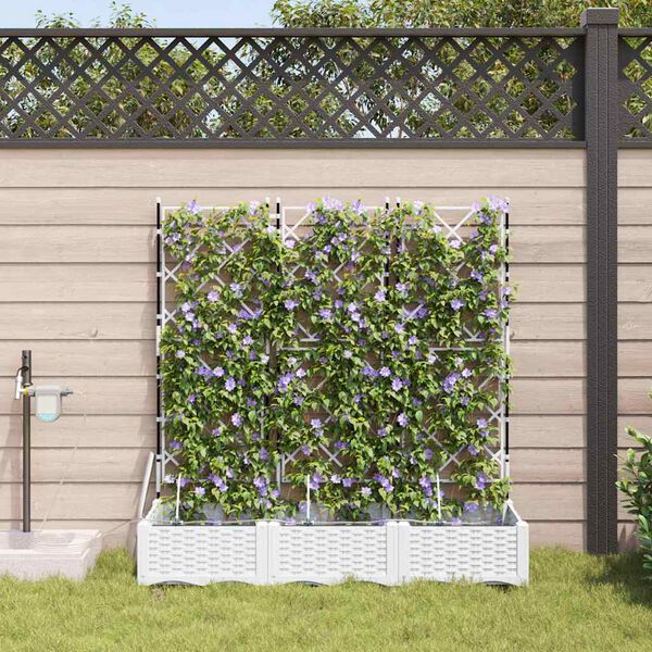 vidaXL Hageblomsterpotte 3 pcs Hvit St&aring;l