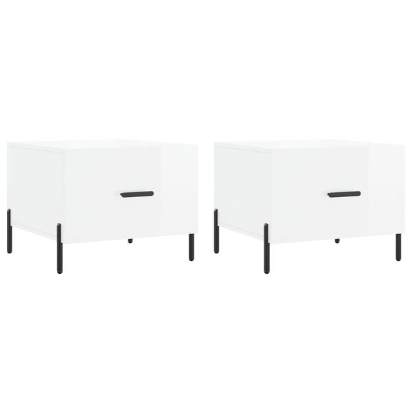 vidaXL Salongbord 2 stk h&oslash;yglans hvit 50x50x40 cm konstruert tre
