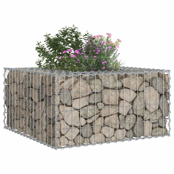 vidaXL Gabion hevet seng s&oslash;lv 80 x 80 x 40 cm Galvanisert St&aring;l