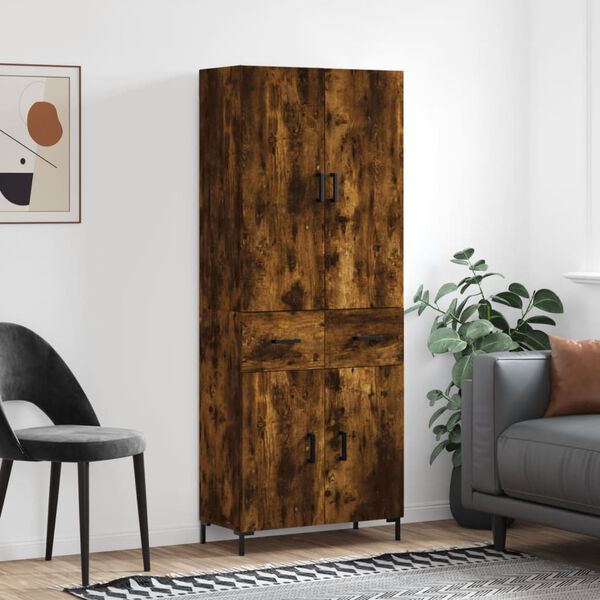 vidaXL Highboard r&oslash;kt eik 69,5x34x180 cm konstruert tre
