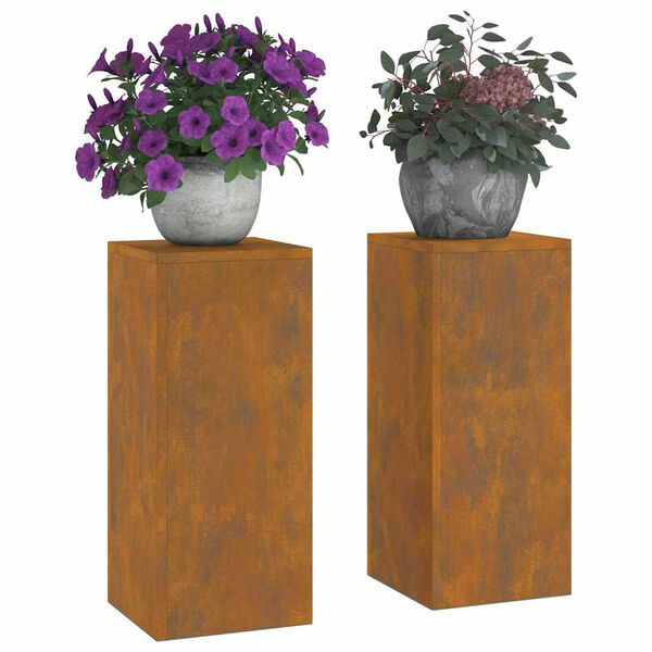 vidaXL Planteholder 2 pcs Rusten 24 x 24 x 55 cm Cortenst&aring;l