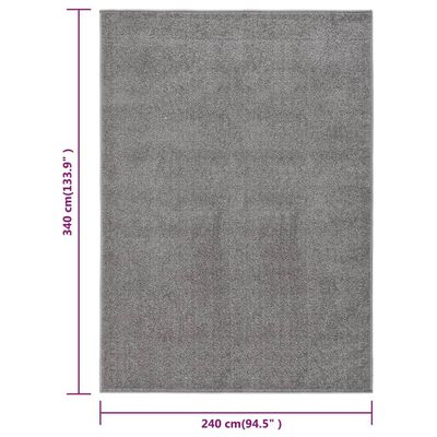 vidaXL Teppe med kort luv 240x340 cm grå
