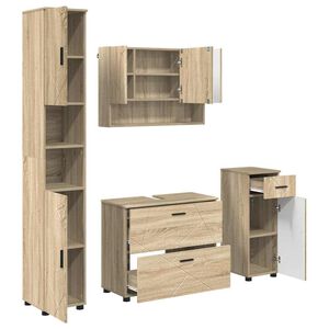 vidaXL Baderomsinnredningssett 4 stk. Sonoma eik 35 x 30 x 192 cm