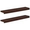 vidaXL Vinduplanker 2 stk. M&oslash;rk brun 80x 20 x 2 cm Massiv b&oslash;ketre