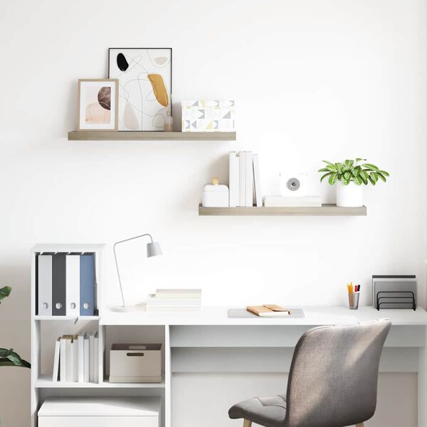 vidaXL Flytende vegghyller 2 stk eik 80x23,5x3,8 cm MDF
