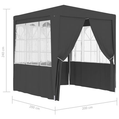 vidaXL Profesjonelt festtelt med sidevegger 2x2 m antrasitt 90 g/m²