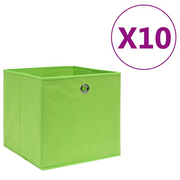 vidaXL Oppbevaringsbokser 10 stk uvevd stoff 28x28x28 cm gr&oslash;nn