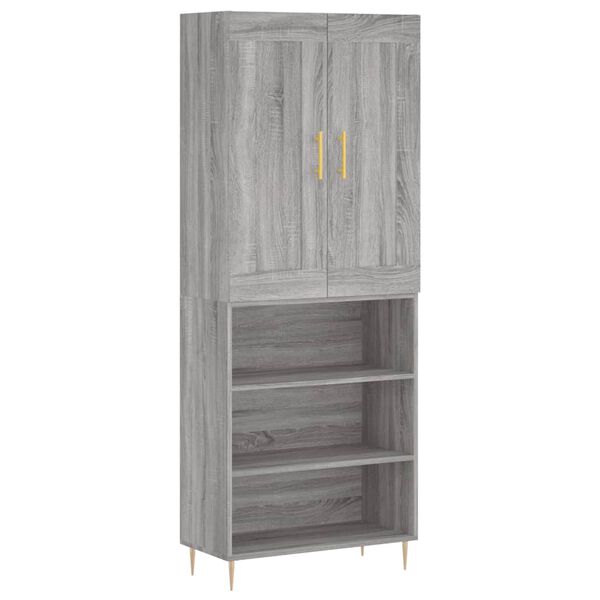 vidaXL Highboard gr&aring; sonoma 69,5x34x180 cm konstruert tre