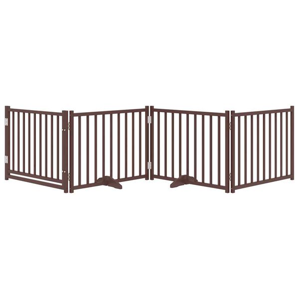 vidaXL Hundeport dør brettbar 4 paneler brun eik 320 cm heltre gran