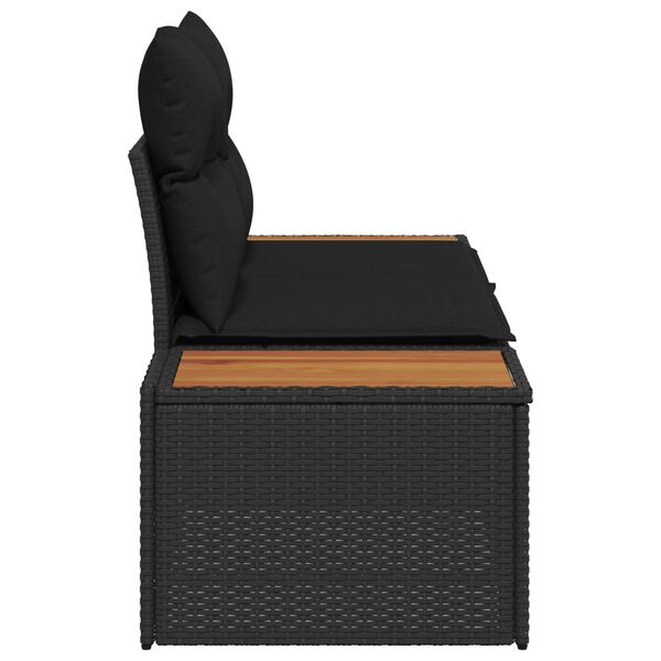 vidaXL Hagemøbelsofa Svart 184 x 62 x 85cm polyrotting