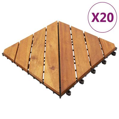 vidaXL Terrassefliser 20 stk brun 30x30 cm heltre akasie