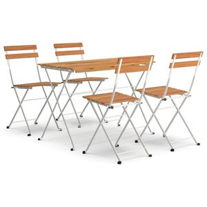 vidaXL Sammenleggbart bistrosett 5 deler heltre akasie og stål