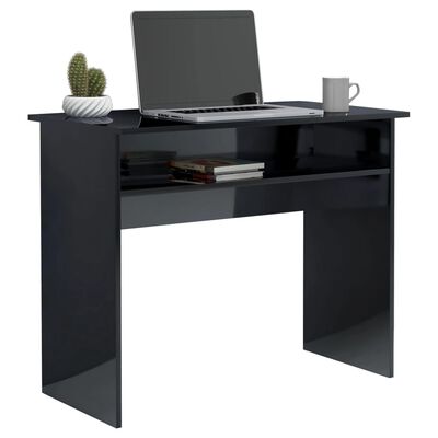vidaXL Skrivebord høyglans svart 90x50x74 cm sponplate