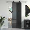 vidaXL Skyved&oslash;r svart 76x205 cm herdet glass og aluminium