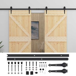 vidaXL Skyved&oslash;r 2 stk. 100 x 210 cm Heltre furu Naturlig og svart