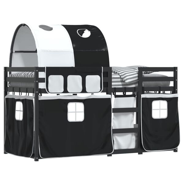 vidaXL K&oslash;yeseng for barn gardiner hvit og svart 90x200 cm heltre furu