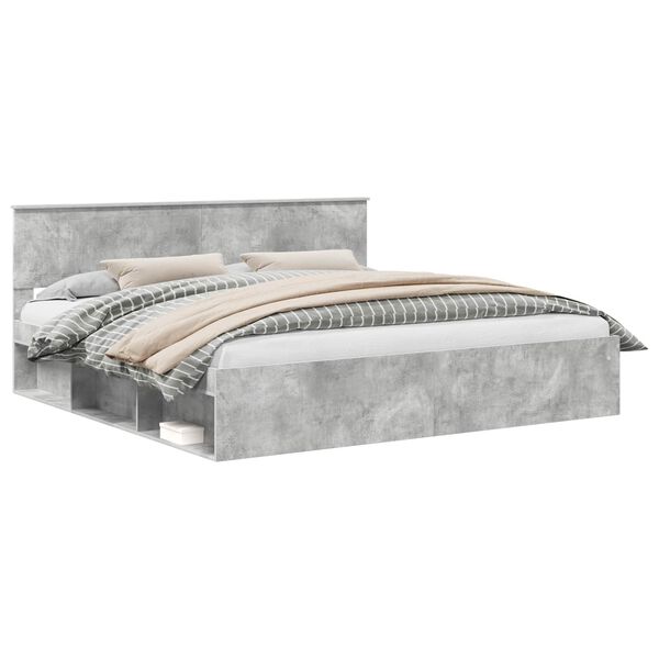 vidaXL Sengestamme med hodegjerde Betong 200 x 200 cm Massiv furu