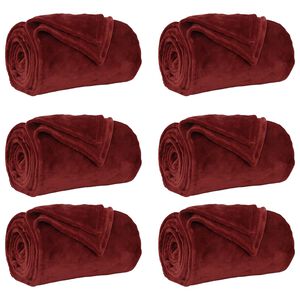 vidaXL Kastepledd 6 stk. Bordeaux R&oslash;d 150 x 200 cm 4.68 kg Fleece