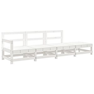 vidaXL Hagesofagruppe 4 deler hvit heltre furu