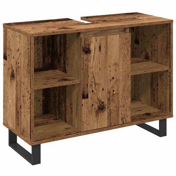 vidaXL Baderomsinnredningssett med hylle 3 pcs Brun Konstruert tre