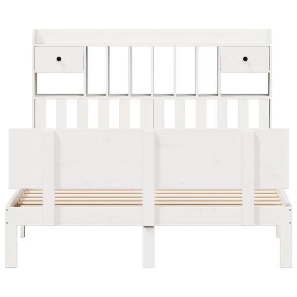 vidaXL Seng med bokhylle uten madrass hvit 160x200 cm heltre furu