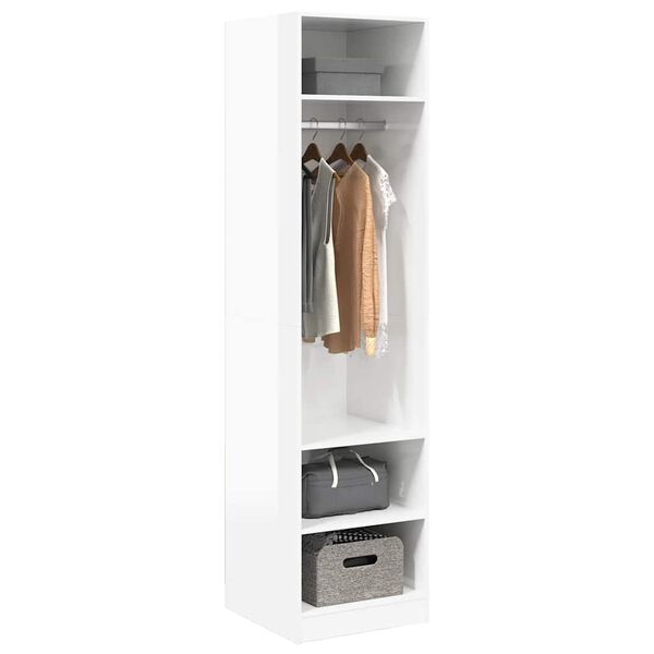 vidaXL Garderobe h&oslash;yglans hvit 50x50x200 cm konstruert tre