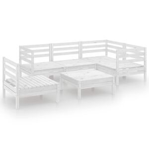 vidaXL Hagesofagruppe 6 deler hvit heltre furu