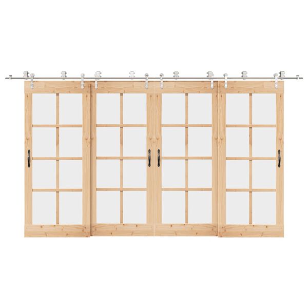 vidaXL Utstyrssett for skyvedør 400 cm rustfritt stål sølv