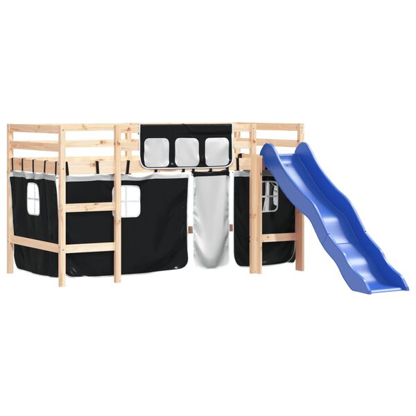 vidaXL K&oslash;yeseng for barn gardiner hvit og svart 80x200 cm heltre furu