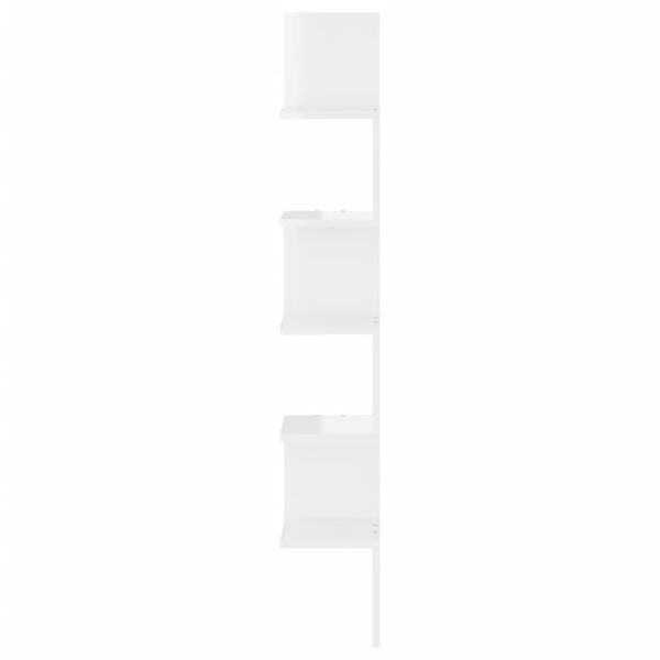 vidaXL Veggmontert hjørnehylle høyglans hvit konstruert tre