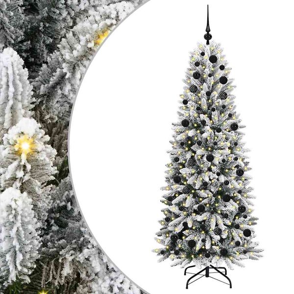 vidaXL Kunstig juletre med 300 LED Hvit 180 cm PVC, plast, st&aring;l og PE