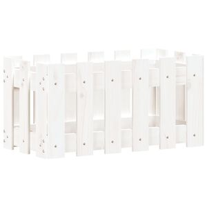 vidaXL Plantekasse med gjerdedesign hvit 60x30x30 cm heltre furu