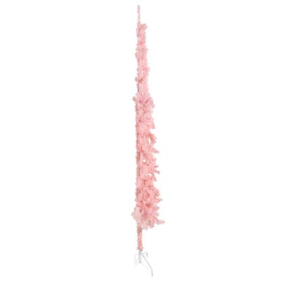 vidaXL Kunstig halvt juletre med stativ tynt rosa 210 cm
