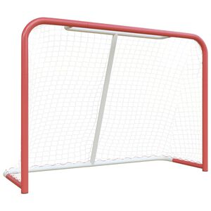 vidaXL Hockeym&aring;l med nett r&oslash;d og hvit 153x60x118 cm st&aring;l og polyester