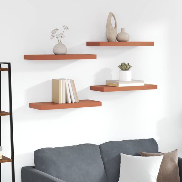 vidaXL Vegghylle Veggmontert 4 pcs R&oslash;d 60 x 23 x 4 cm Konstruert tre