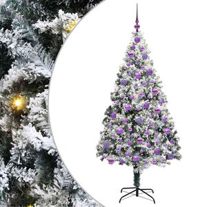 vidaXL Kunstig juletre med 300 LED Hvit 180 cm PVC og St&aring;l og Plast
